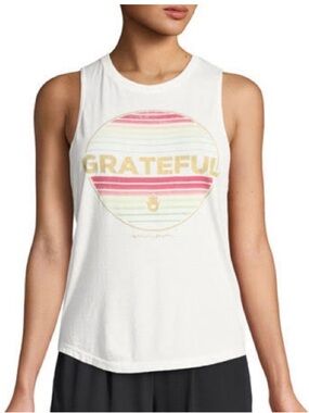 Spiritual Gangster Off White 'Grateful' Striped Muscle Tee